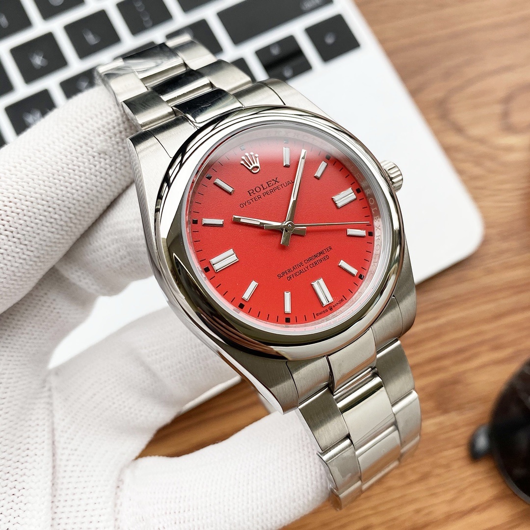 Rolex Oyster Perpetual Coral Red lacquer Dial Lady
