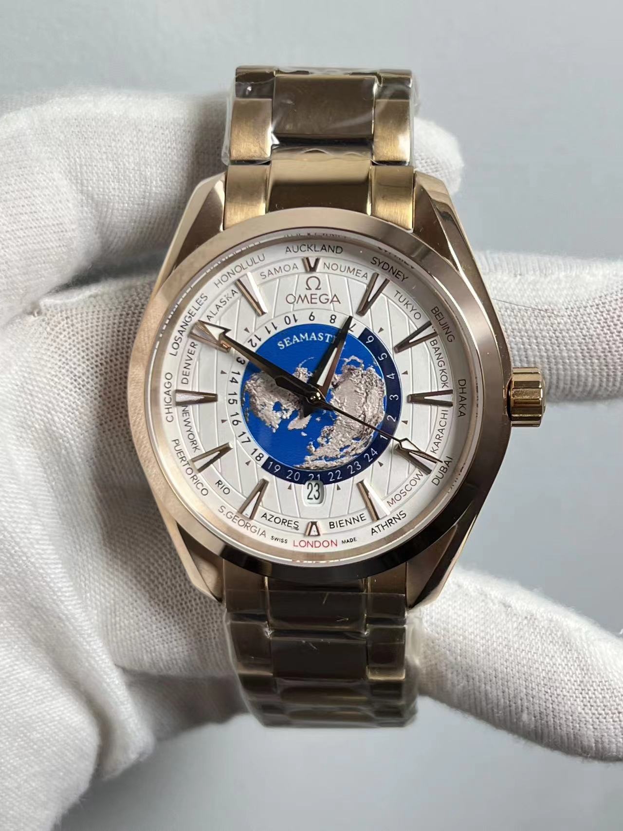 Omega Seamaster Aqua Terra GMT Worldtimer Rose Gold